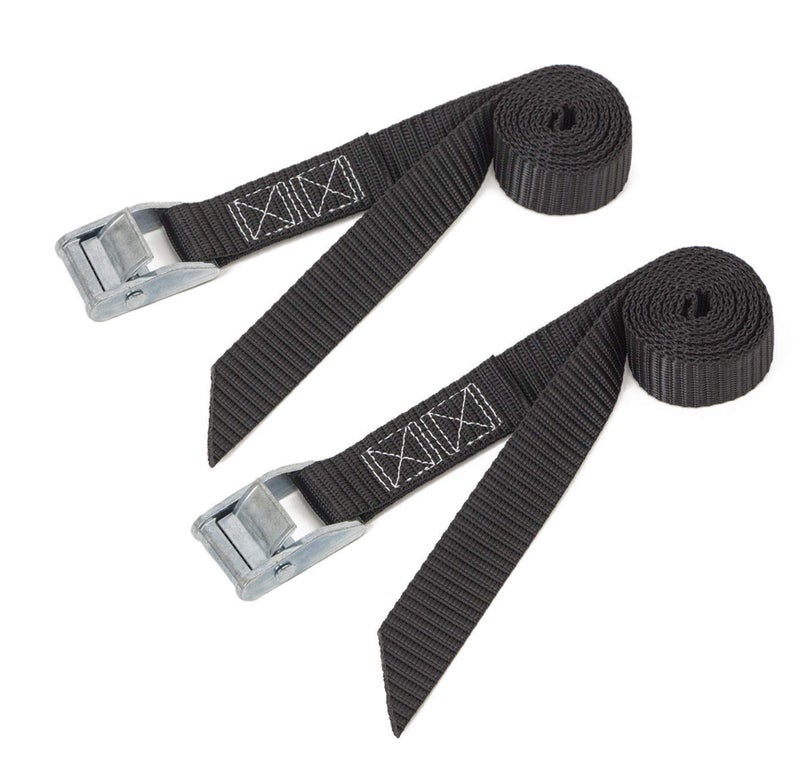 PowerTye MFG Lashing Straps with Cam Buckle - 1 inch x 4ft Tie Down Straps - Made in USA - Ideal for Securing Coolers, Batteries, Cargo on Motorcycles, RVs & Truck Beds - 200 lb. WLL, Black (2-Pack) - Image 1